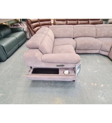 La-z-boy Austin grey fabric large electric recliner corner sofa with cupholder