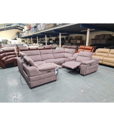 La-z-boy Austin grey fabric large electric recliner corner sofa with cupholder