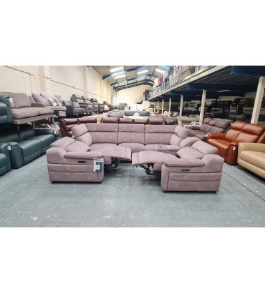 La-z-boy Austin grey fabric large electric recliner corner sofa with cupholder