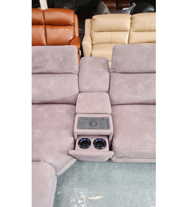 La-z-boy Austin grey fabric large electric recliner corner sofa with cupholder