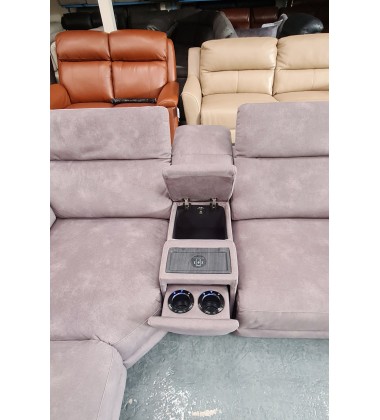 La-z-boy Austin grey fabric large electric recliner corner sofa with cupholder