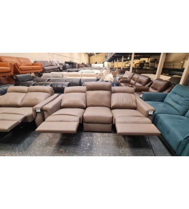 Italia Living Adriano taupe leather electric 3+2 seater sofas and armchair