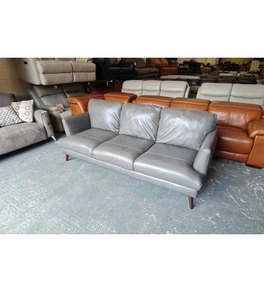 Ex-display Angelo grey leather 3 seater sofa
