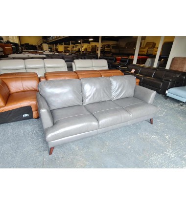 Ex-display Angelo grey leather 3 seater sofa