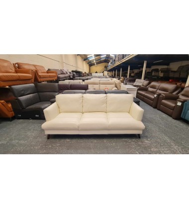 Ex-display Angelo light cream leather 3 seater sofa