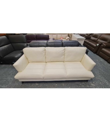 Ex-display Angelo light cream leather 3 seater sofa