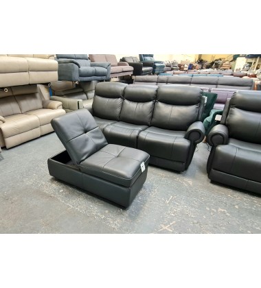 Ex-display Benton dark grey electric 3 seater sofa, armchair and dual footstool