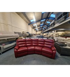 Ex-display Broxton red leather curved electric recliner 4 seater sofa