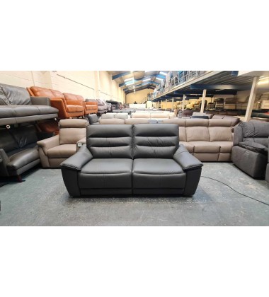 Ex-display Carter grey leather electric recliner 3 seater sofa