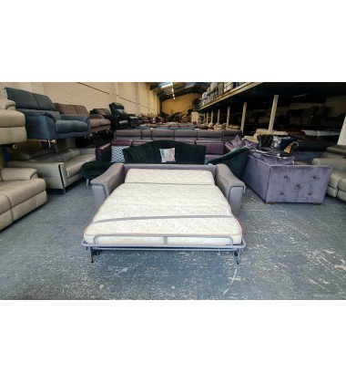 New Clarence grey leather 3 seater sofa bed