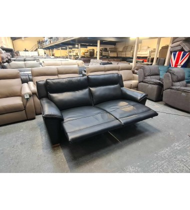 Ex-display Dune black leather electric recliner 3 seater sofa