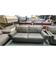 Ex-display Fellini grey leather 3+2 seater sofas