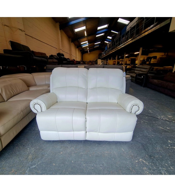White leather reclining sales sofa and loveseat
