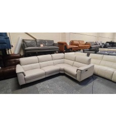Ex-display Illinois silver leather electric recliner corner sofa