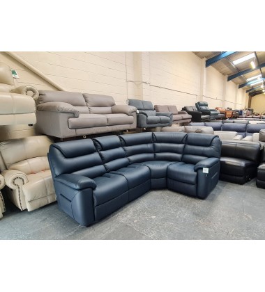 New La-z-Boy Staten blue leather corner sofa