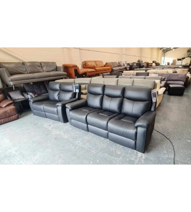 La-z-boy Daytona black leather electric recliner 3+2 seater sofas