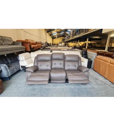 Ex-display La-z-Boy El Paso brown leather electric recliner 3 seater sofa