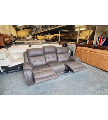Ex-display La-z-Boy El Paso brown leather electric recliner 3 seater sofa