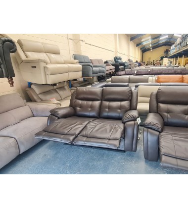 La-z-Boy El Paso brown leather electric 3 seater sofa and manual 2 seater sofa