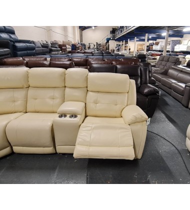 Ex-display La-z-boy El Paso cream leather electric recliner corner sofa