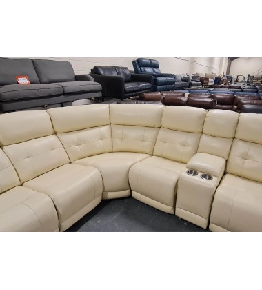 Ex-display La-z-boy El Paso cream leather electric recliner corner sofa