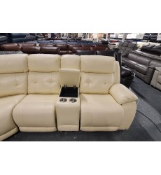 Ex-display La-z-boy El Paso cream leather electric recliner corner sofa