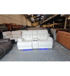 La-z-boy Empire white leather power Recliner Sofa With Head Tilt & Table