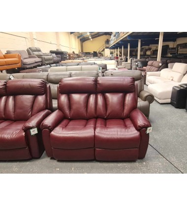 Ex-display La-z-boy Georgina burgundy leather electric 3+2 seater sofas