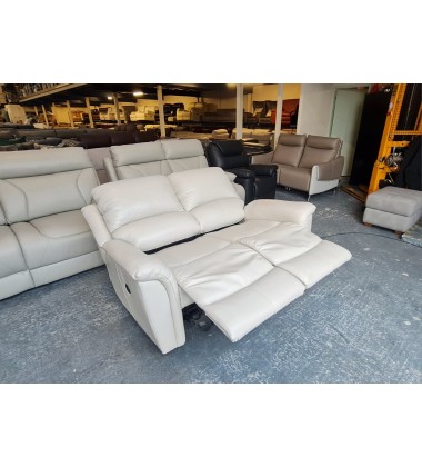 Ex-display La-z-boy Kenny cream leather electric recliner 2 seater sofa