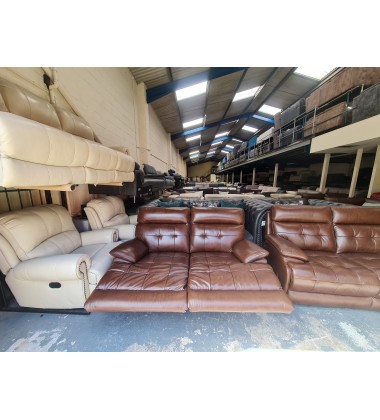 La-z-boy Knoxville brown leather standard 2 seater sofa and manual 2 seater sofa