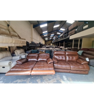 La-z-boy Knoxville brown leather standard 2 seater sofa and manual 2 seater sofa