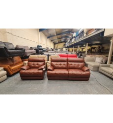 La-z-boy Knoxville brown leather electric 3 seater sofa and standard armchair