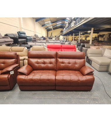 La-z-boy Knoxville brown leather electric 3 seater sofa and standard armchair