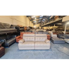 Ex-display La-z-boy Knoxville cream leather electric 3 seater sofa