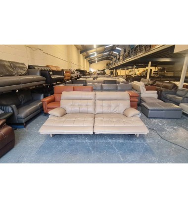 Ex-display La-z-boy Knoxville cream leather electric 3 seater sofa