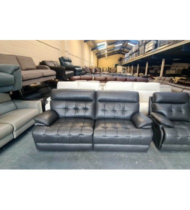 La-z-boy Knoxville grey leather electric 3 seater sofa and manual 2 seater sofa