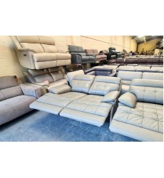 La-z-boy Knoxville Pewter grey leather electric recliner 3+2 seater sofas