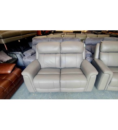 La-z-boy Paris grey leather pair of 2 seater sofas