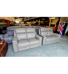 La-z-boy Paris grey leather pair of 2 seater sofas