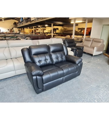 Ex-display La-z-boy Phoenix black leather 2 seater sofa