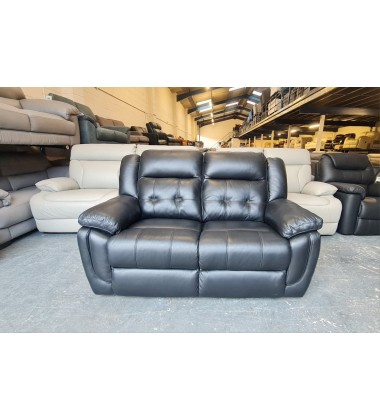 Ex-display La-z-boy Phoenix black leather 2 seater sofa