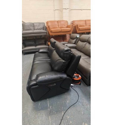 Ex-display La-z-boy Raleigh black leather electric recliner 3 seater sofa