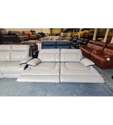 La-z-boy Raleigh light grey and black leather electric 3 seater sofa and standard 2 seater sofa