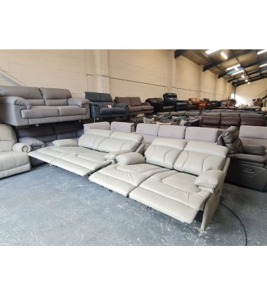 Ex-display La-z-boy Raleigh grey leather elelectric 3+2 seater sofas