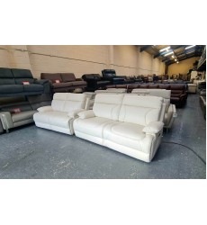 La-z-boy Raleigh ivory leather electric 3 seater sofa and standard 2 seater sofa