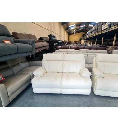 La-z-boy Raleigh ivory leather electric 3 seater sofa and standard 2 seater sofa