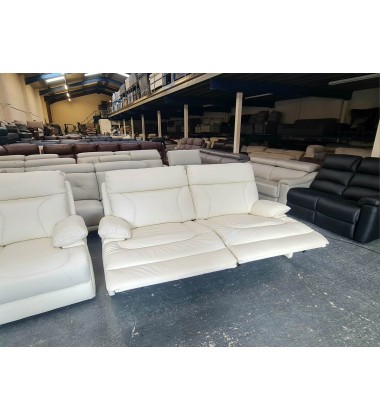 La-z-boy Raleigh ivory leather electric 3 seater sofa and standard 2 seater sofa