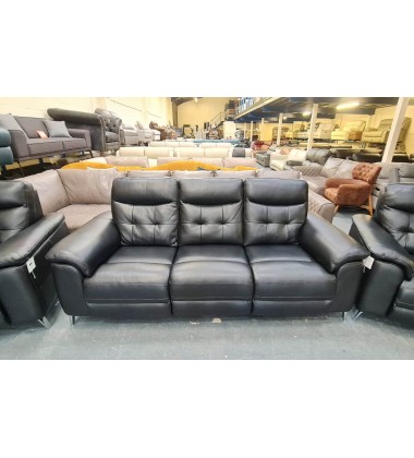 La-z-boy Sloane black leather electric recliner 3 seater sofa and armchair
