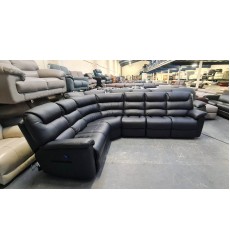 Ex-display La-z-boy Staten black leather electric recliner corner sofa