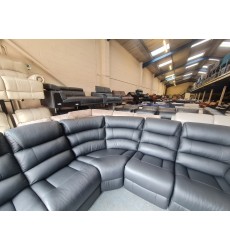 Ex-display La-boy Staten black leather electric recliner corner sofa